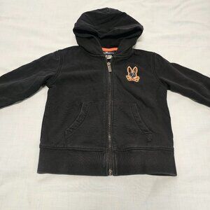 Psycho Bunny Full Zip Kangaroo Pocket Hoodie Size XXS 4 Black